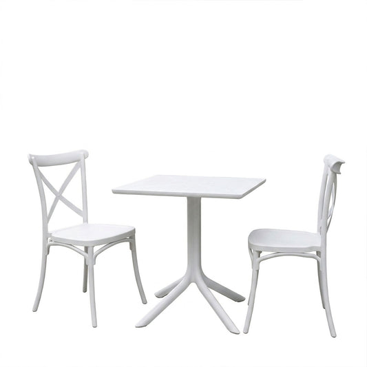Τραπεζαρία Groovy Crossie pakoworld σετ 3τεμ λευκό PP 60x60x76εκ