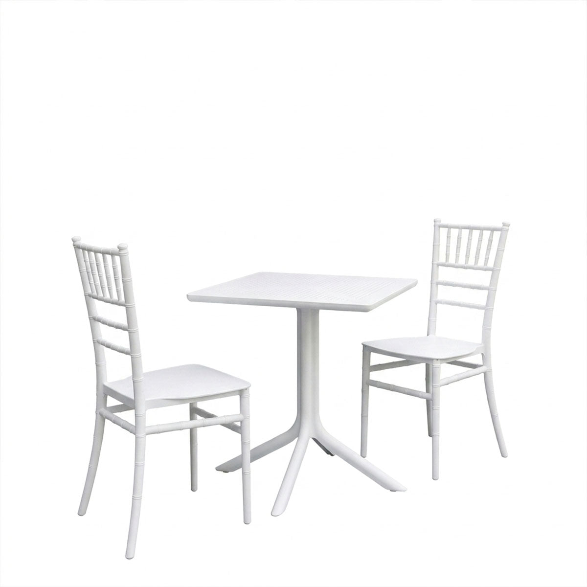 Τραπεζαρία Groovy Tifany I pakoworld σετ 3τεμ λευκό PP 60x60x76εκ