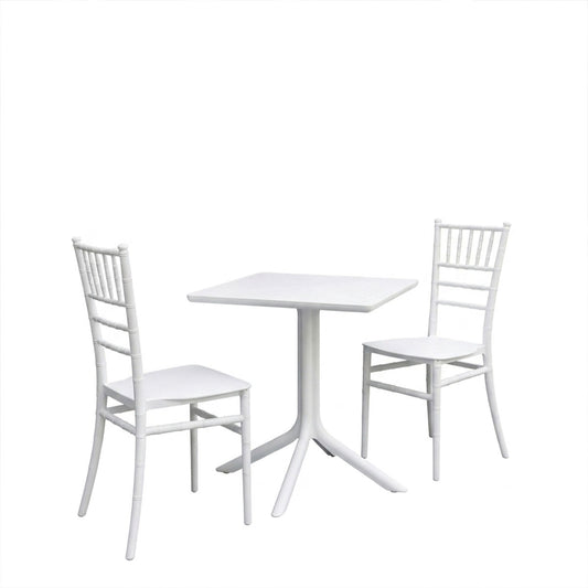 Τραπεζαρία Groovy Tifany I pakoworld σετ 3τεμ λευκό PP 60x60x76εκ