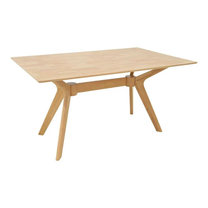 Τραπεζαρία με Καρέκλες Sienna μπεζ και Τραπέζι Raffles rubberwood σε φυσική απόχρωση 150x90x76εκ Σετ 5τεμ