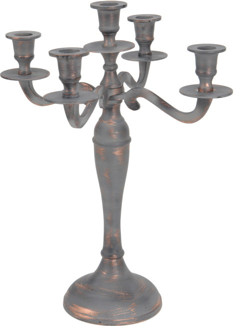 5πλο κηροπήγιο αλουμίνιο παλαιωμένο χάλκινο με γκρι πατίνα, 39cm