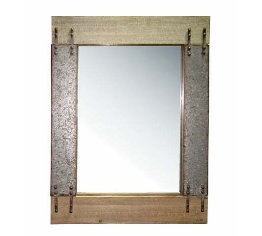 Καθρέπτης από ξύλο & παλαιωμένο γαλαβανιζέ σε loft design