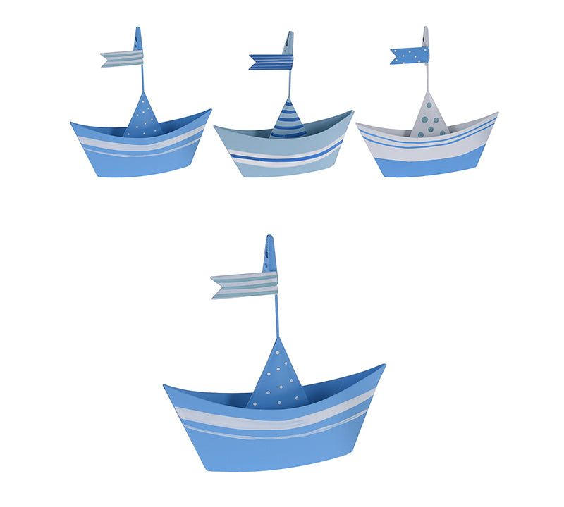 Διακοσμητικά μεταλλικά βαρκάκια με κλιπ, 13,5cm