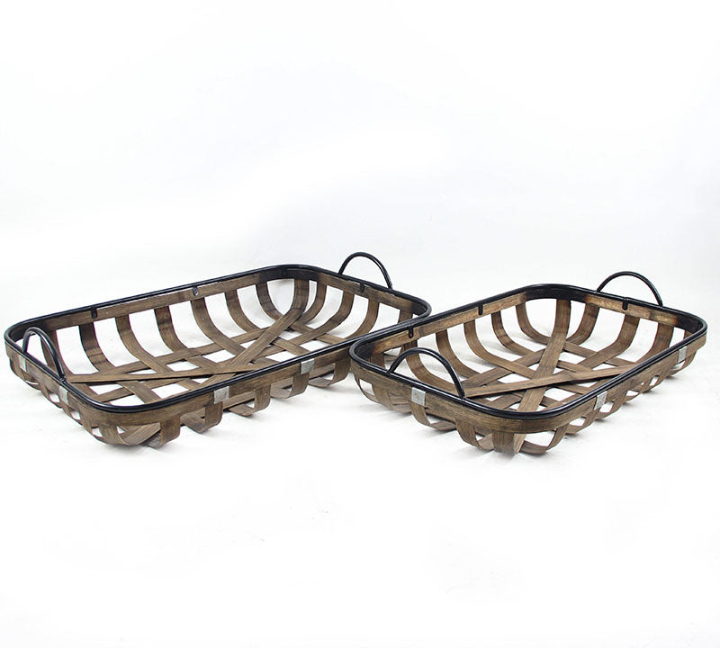 Παραλ/μοι δίσκοι Bamboo μεταλλικό χερούλι, Σ/2, καφέ