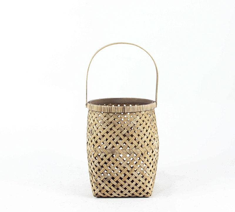 Φανάρι(με γυαλί) από Bamboo φυσικό χρ.,20cm