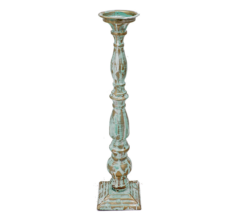 Μεταλλικό κηροπήγιο, τυρκουάζ με χρυσή πατίνα,55,5cm