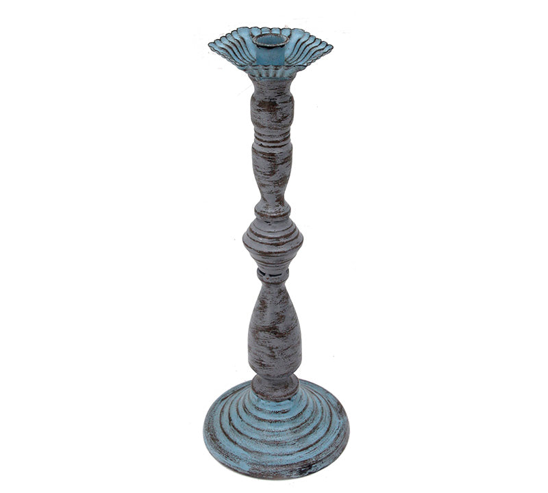 Μεταλλικό κηροπήγιο παλαιωμένο φινίρισμα γκρι/μπλε,40,5cm