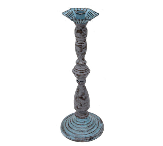 Μεταλλικό κηροπήγιο παλαιωμένο φινίρισμα γκρι/μπλε,40,5cm