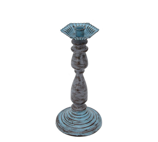 Μεταλλικό κηροπήγιο παλαιωμένο φινίρισμα γκρι/μπλε,32,5cm