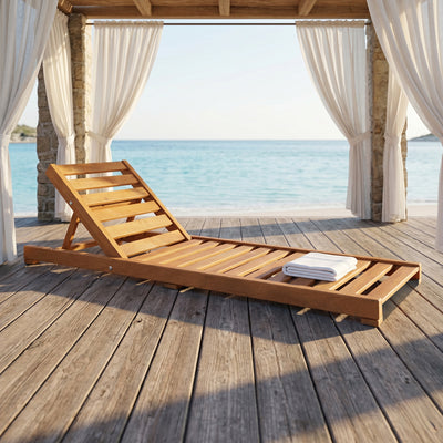 Ξαπλώστρα Specta pakoworld μασίφ ξύλο οξιάς σε καρυδί χρώμα 60x190x50εκ
