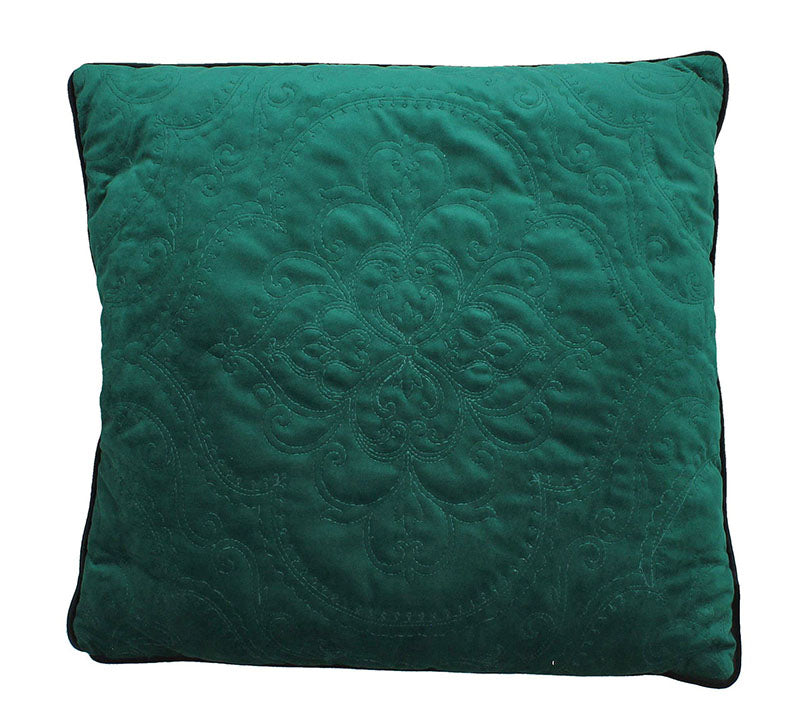 Μαξιλάρι βελουτέ με καπιτονέ κέντημα, πράσινο, 50cm