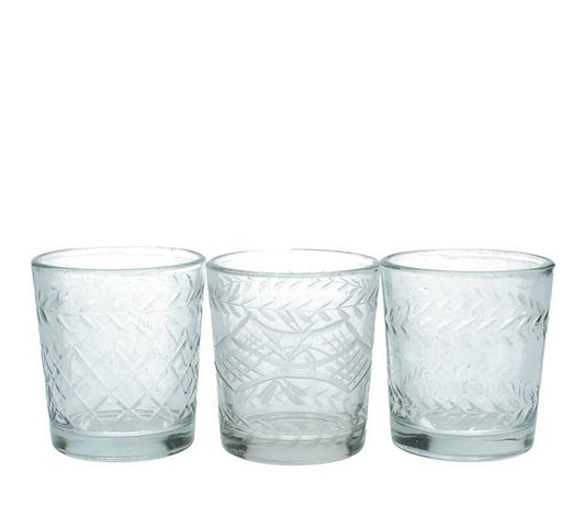 Γυάλινο ταγιέ κηροπήγιο ρεσό, 3σχ. 7,5cm