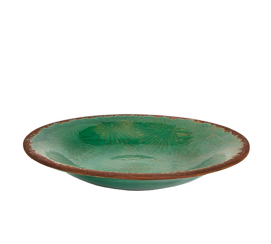 Κεραμική πιατέλα, σχ.φύλλα φοίνικα, σκ.πράσινο,δ.32cm