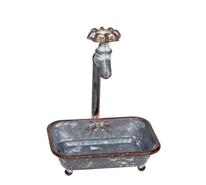 Μεταλ.σαπουνοθήκη σχ.βρύση, γκρι,16.5x21cm