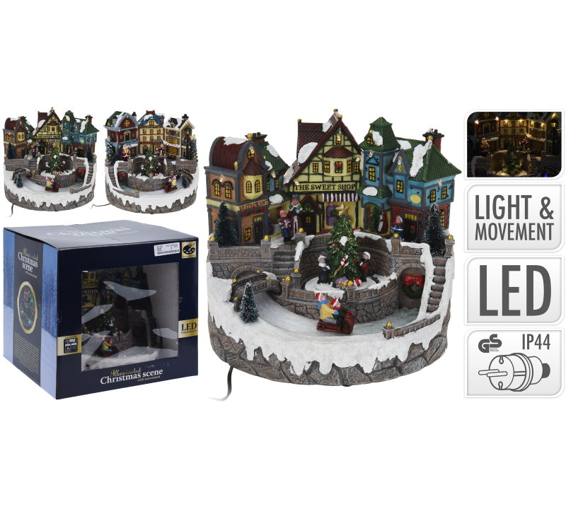 Χριστ/κο τοπίο με κίνηση & 11Led,2σχ., 23x22cm