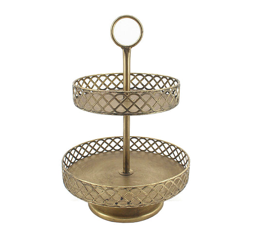 Διόροφη εταζέρα αντικέ χρυσή,34x50cm