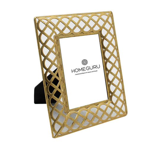 Φωτογραφοθήκη "Ρόμβος" (13x18) χρυσή, 22x27cm