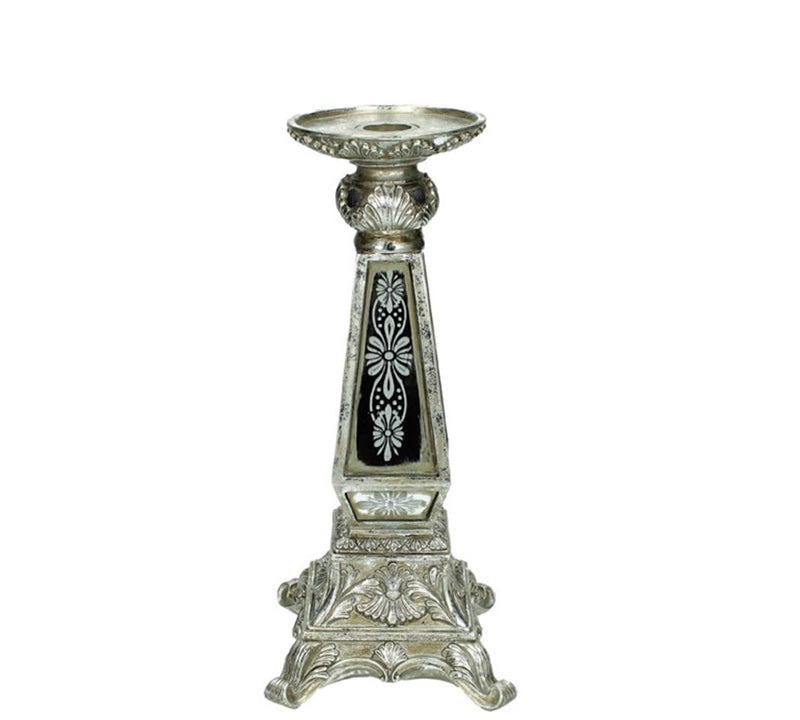 Τετράγωνο σκαλιστό κηροπήγιο με καθρέπτη, 27cm