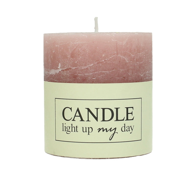 Κερί κορμός σαγρέ ροζ 7x7x7.5cm