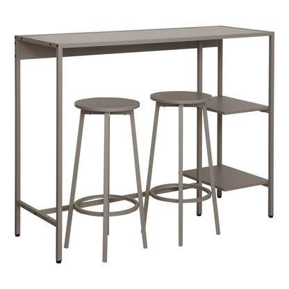 Σετ τραπέζι μπαρ Nexous pakoworld 3τεμ taupe μέταλλο 124x44x100εκ