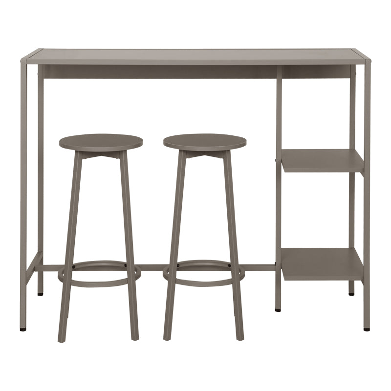 Σετ τραπέζι μπαρ Nexous pakoworld 3τεμ taupe μέταλλο 124x44x100εκ