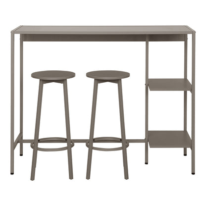 Σετ τραπέζι μπαρ Nexous pakoworld 3τεμ taupe μέταλλο 124x44x100εκ