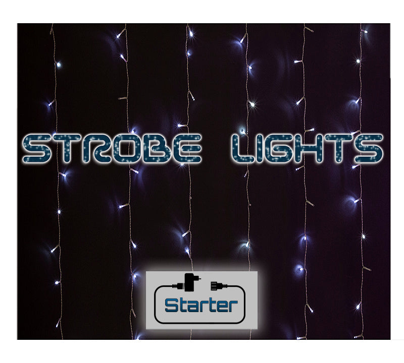 200Led-(IP44)Starter Set Κουρτίνα Strobe (επεκτάσιμη), Διάφανο/4000k,M2ΧY2μ.