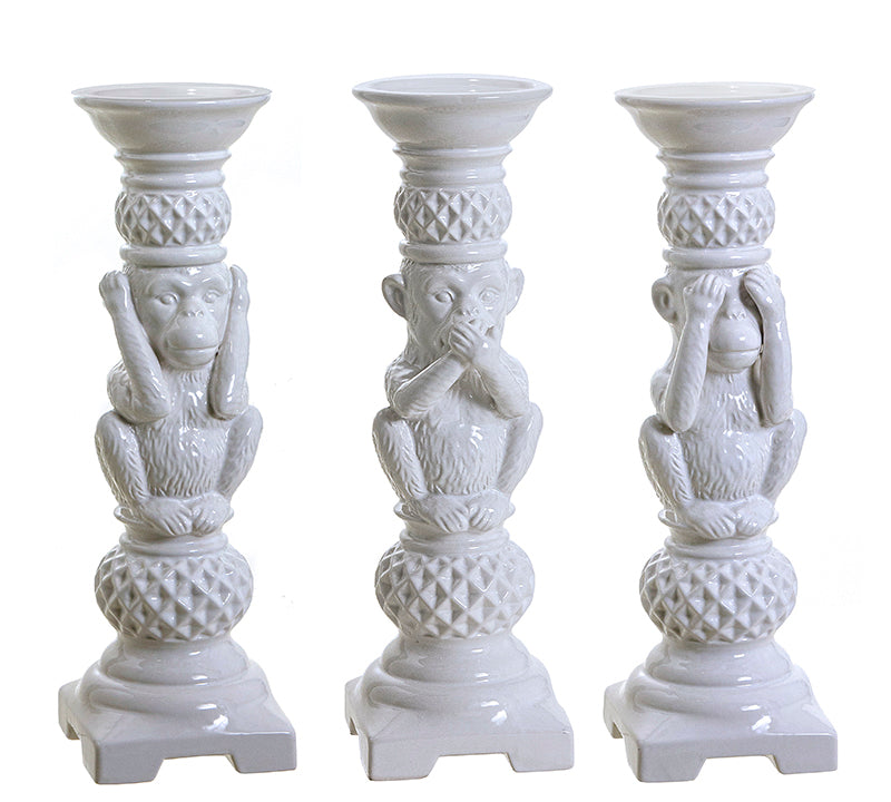 Κεραμικό κηροπήγιο με φιγούρα πίθηκου, 3σχ., 37,5cm