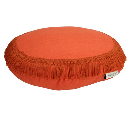 Στρογγυλό μαξιλάρι με κρόσι, κοραλί χρ.,45cm