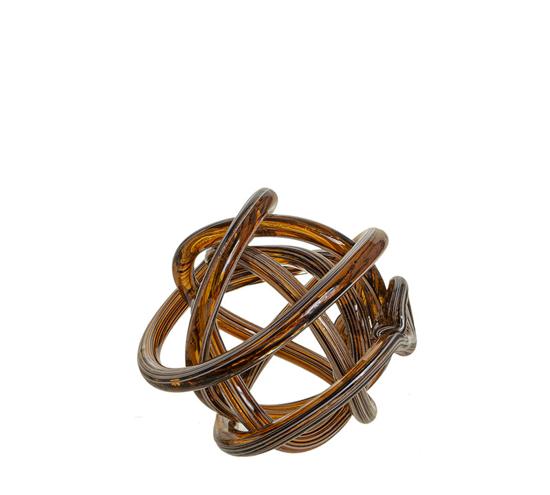 Γυάλινος διακοσμητικός κόμπος μελί,12cm