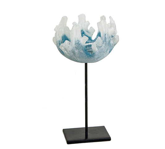 Γυάλινο κηροπήγιο σε stand,σχ.κοράλι,14x26cm