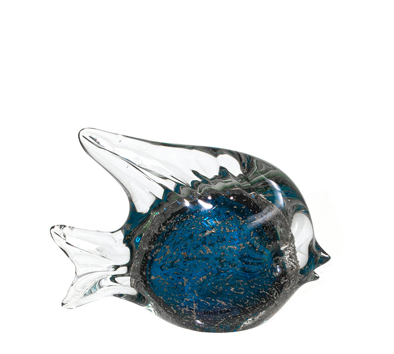 Γυάλινο χειροποίητο ψαράκι,πετρόλ12cm