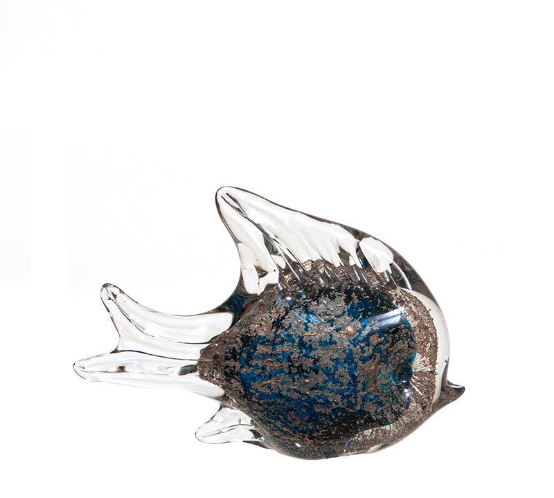 Γυάλινο χειροποίητο ψαράκι,πετρόλ10,5cm