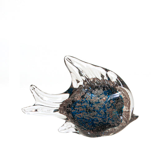 Γυάλινο χειροποίητο ψαράκι,πετρόλ10,5cm