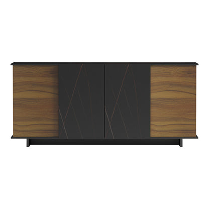 Μπουφές Zafore pakoworld καρυδί- μαύρο μαρμάρου 180x45x80εκ