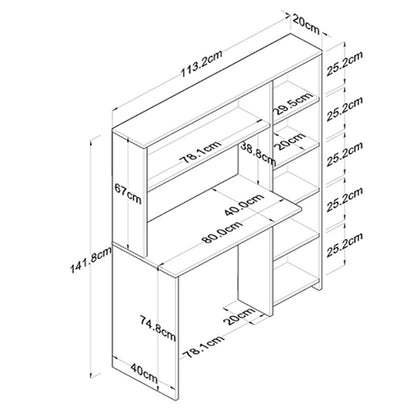 Γραφείο με βιβλιοθήκη Janson pakoworld oak 113.2x40x141.8εκ