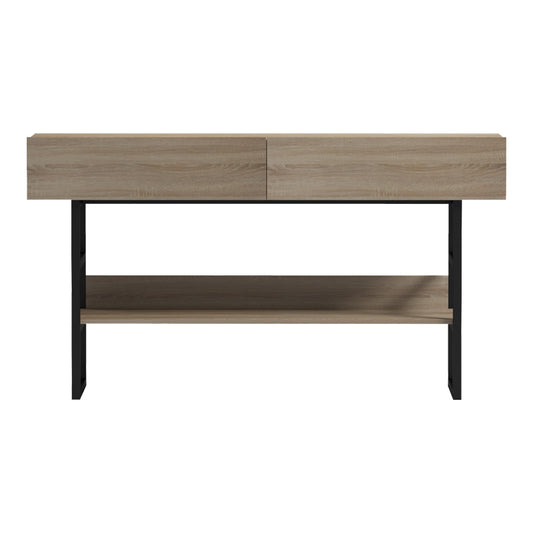 Κονσόλα Vien pakoworld σε sonoma-μαύρη απόχρωση 139x43x75.5εκ