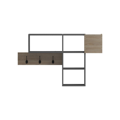 Κρεμάστρα τοίχου Wenia pakoworld σε sonoma-ανθρακί απόχρωση 99.5x15x61εκ