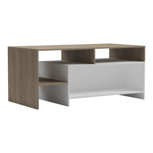 Τραπέζι σαλονιού Consa pakoworld sonoma - λευκό 120x60x52.8εκ