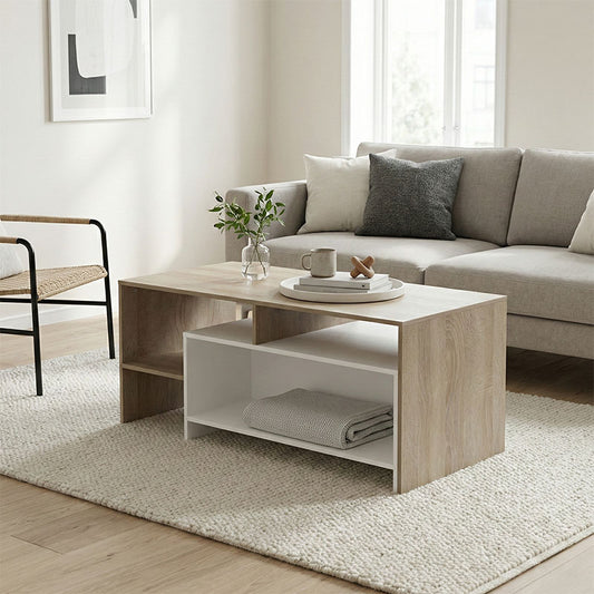 Τραπέζι σαλονιού Consa pakoworld sonoma - λευκό 120x60x52.8εκ