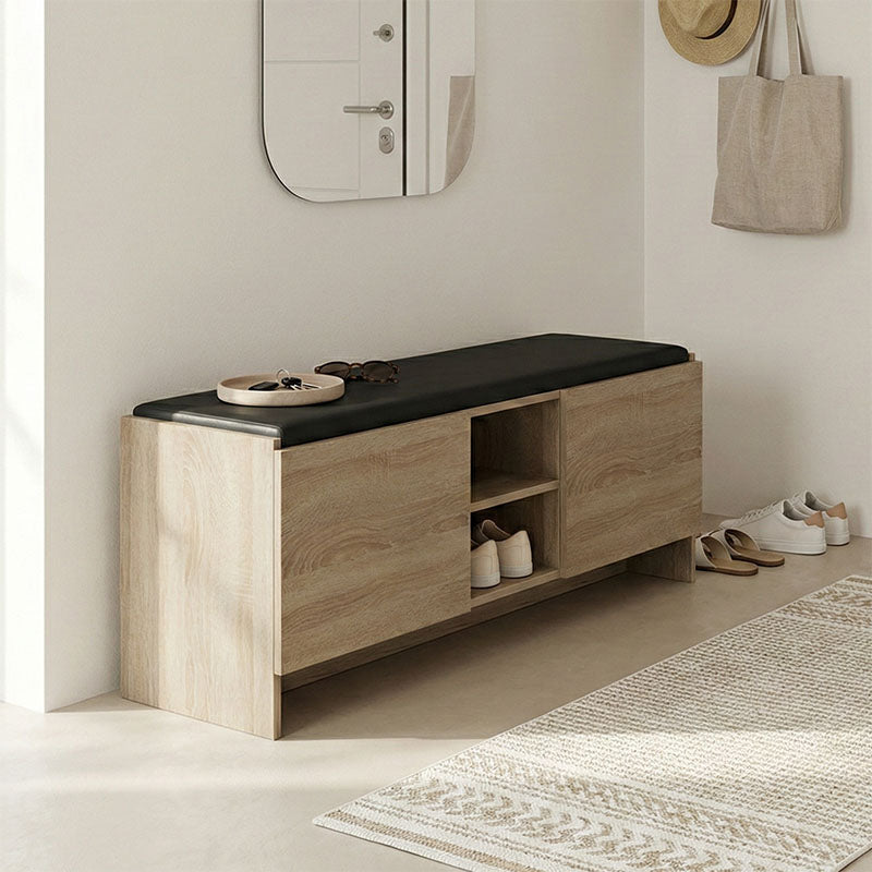 Παπουτσοθήκη-σκαμπό Zulla pakoworld sonoma-μαύρο 110x37x43εκ