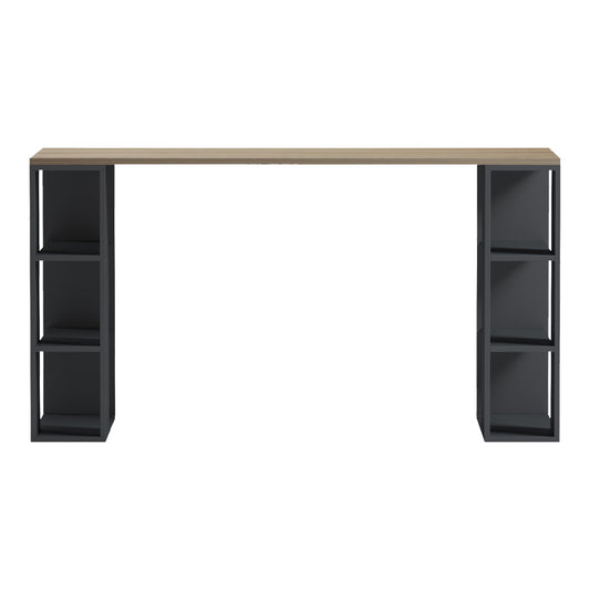 Γραφείο με ραφιέρα Colmar pakoworld ανθρακί- sonoma 140x60x75εκ