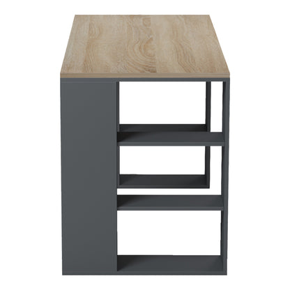 Γραφείο με ραφιέρα Colmar pakoworld ανθρακί- sonoma 140x60x75εκ