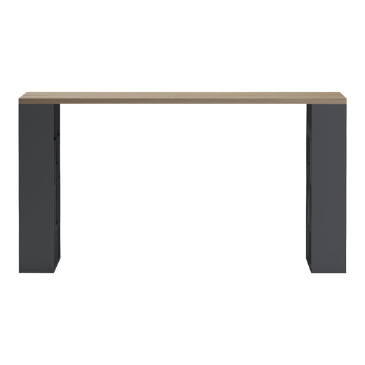 Γραφείο με ραφιέρα Labirent  pakoworld ανθρακί-sonoma 140x60x75εκ