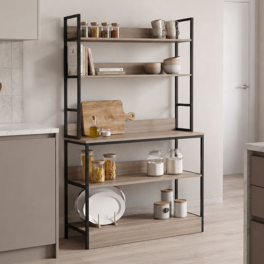 Επιδαπέδια ραφιέρα Oranis pakoworld sonoma-μαύρο 105x38x165εκ