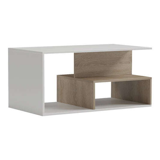 Τραπέζι σαλονιού Kelena pakoworld sonoma-λευκό 90x51x43εκ