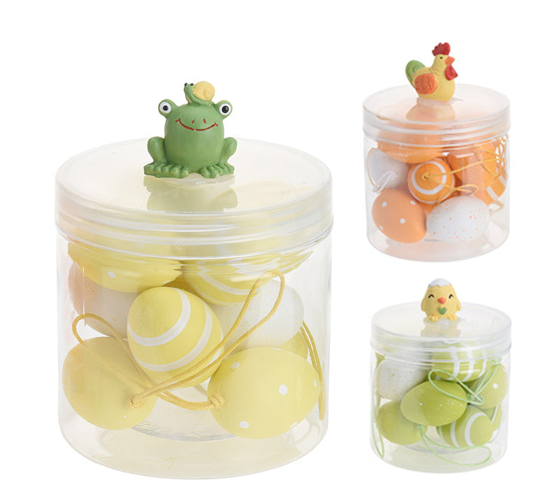 Μικρά διακοσμητικά αυγά 4cm, σε 3 χρ. & συσκευασία δώρου