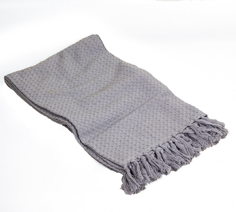 Ριχτάρι cotton, μεγάλο πικέ σχ., αν.γκρι χρ.,130x170cm