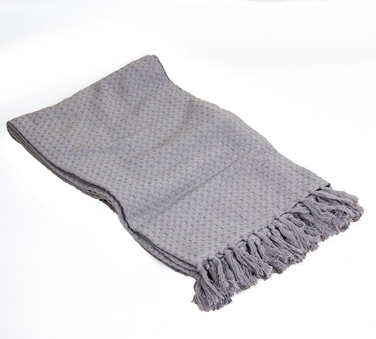 Ριχτάρι cotton, μεγάλο πικέ σχ., αν.γκρι χρ.,130x170cm