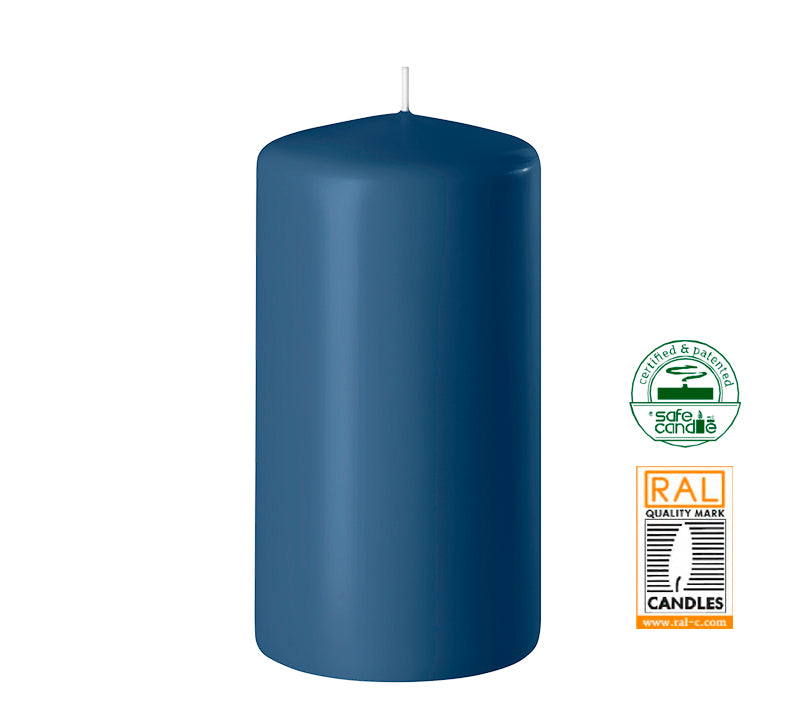 Κερί κορμός μπλε ματ,7x14cm
